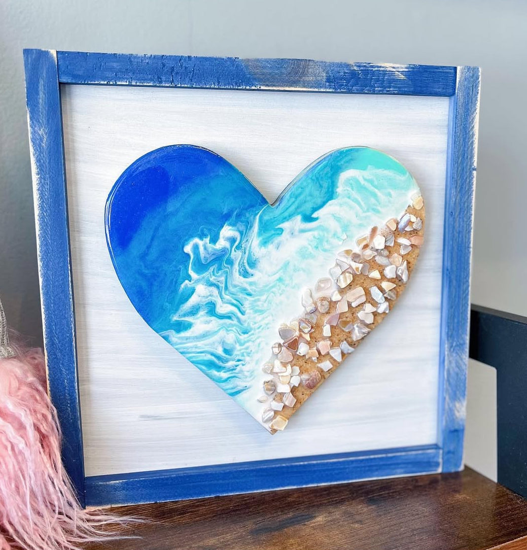 Framed heart resin board