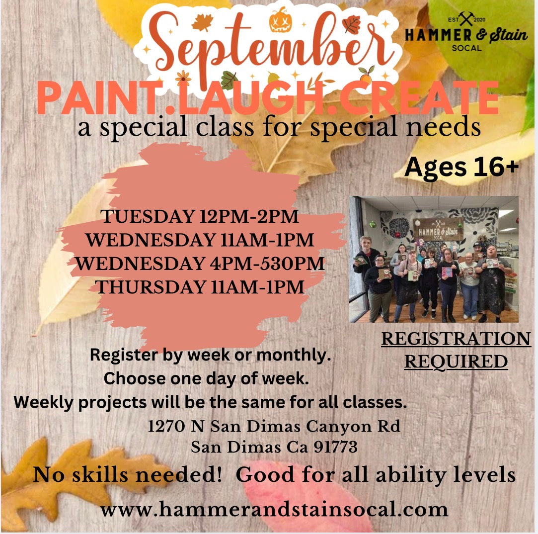 September Paint.Laugh.Create (a special class for special needs)