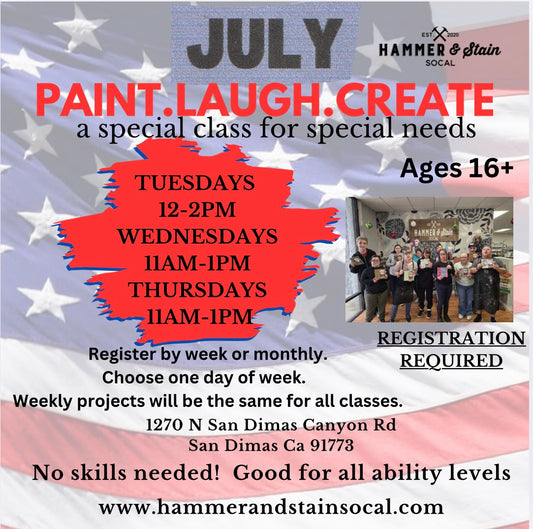 July Paint.Laugh.Create (a special class for special needs)