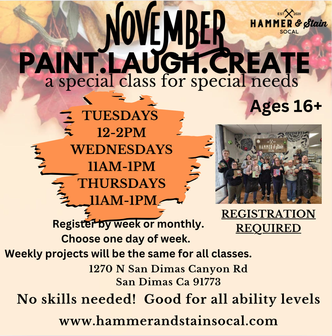 November Paint.Laugh.Create (a special class for special needs)