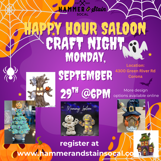 Monday, September 29th @6pm-Happy Hour Saloon Craft Night