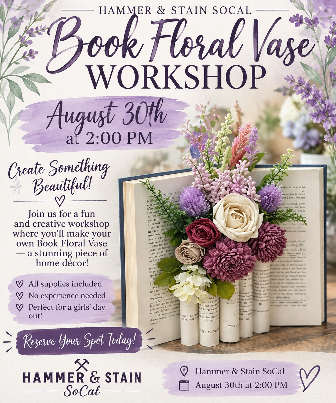 Book floral vase workshop
