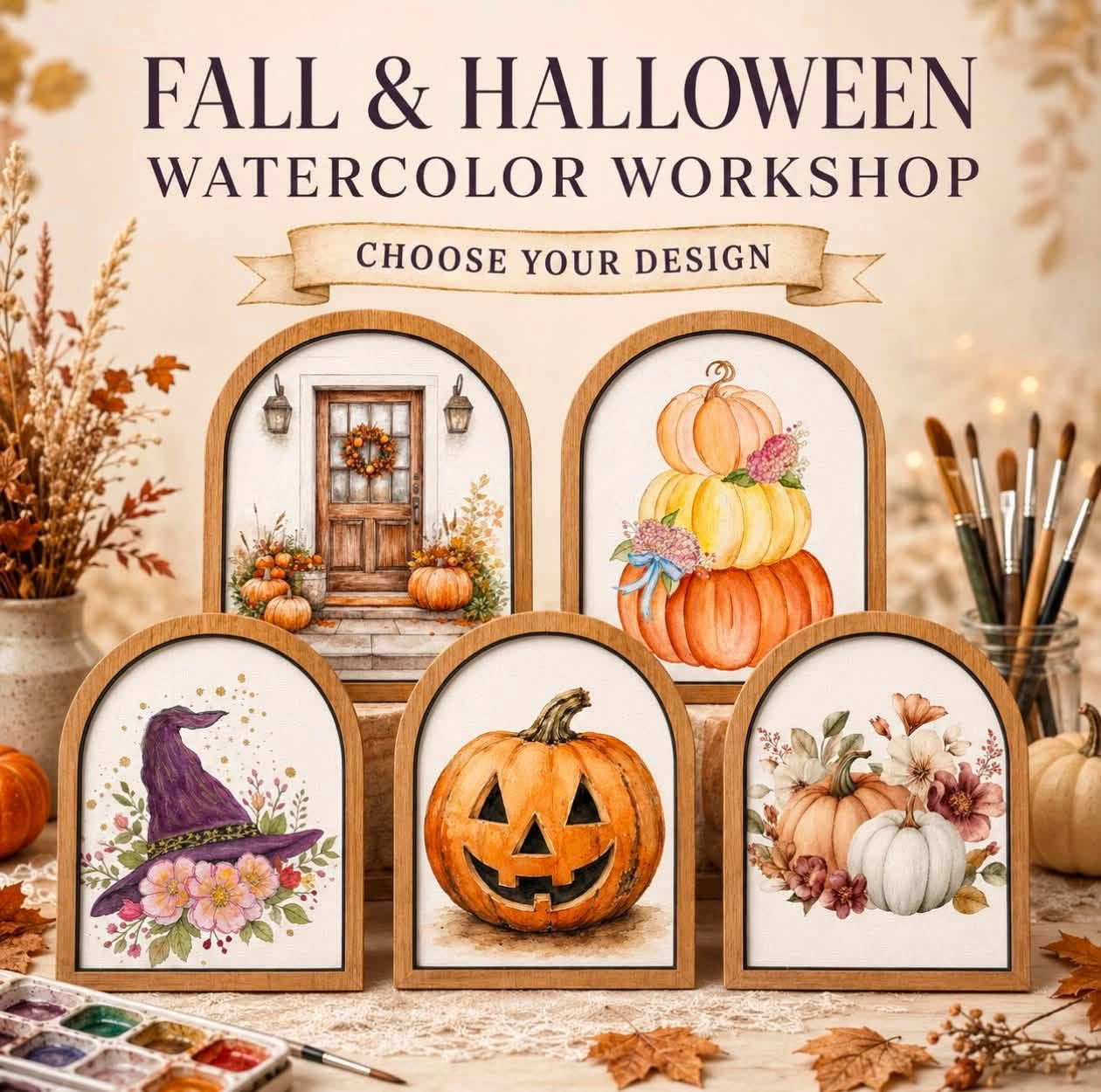 Fall/Halloween water coloring for beginners